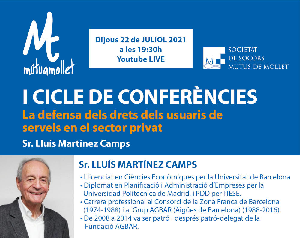 Cicle de conferències de Mútua Mollet amb Sr. Lluís Martínez Camps